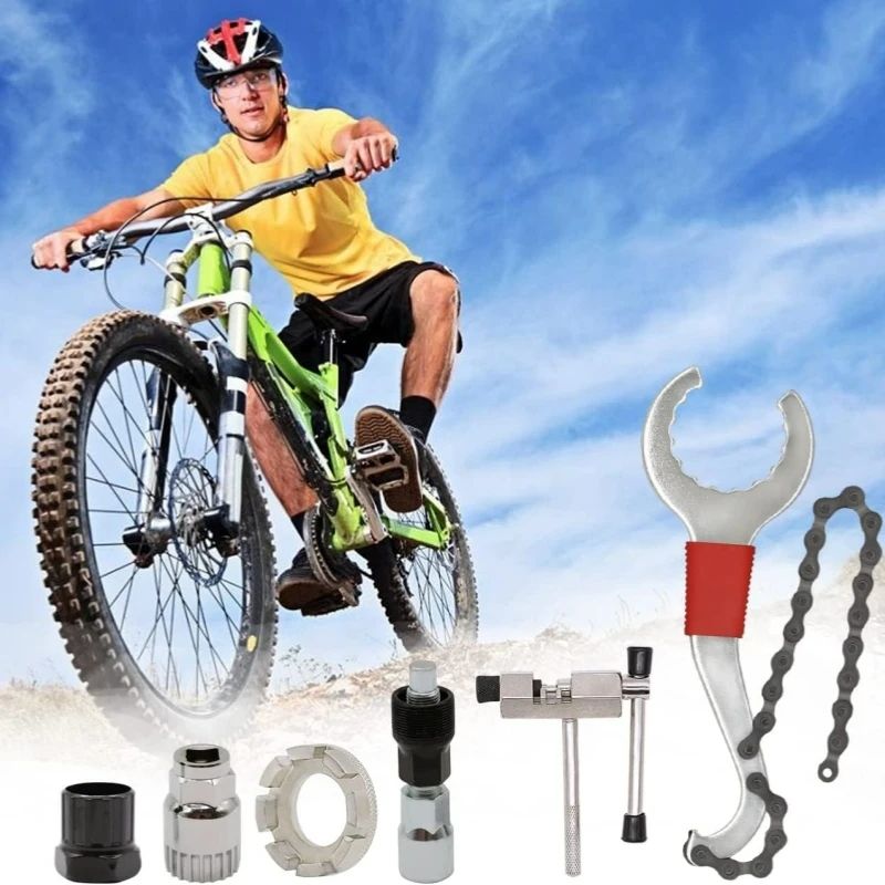 Bike Tool Kit 6 Pcs Professional Bicycle Repair Tools for Mountain Bike with 3-in-1 Cassette Remover Wrench Chain Breaker
