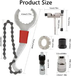 Bike Tool Kit 6 Pcs Professional Bicycle Repair Tools for Mountain Bike with 3-in-1 Cassette Remover Wrench Chain Breaker