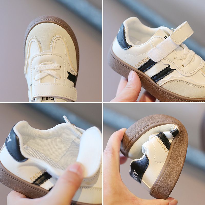 Children's moral training shoes 2024 autumn edition boys' sports shoes casual board shoes girls' white shoes soft soled baby Forrest shoes