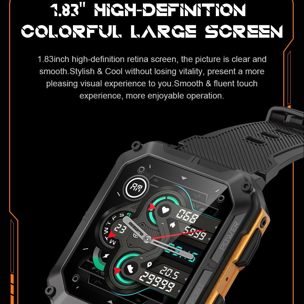 New C20 Pro Smart Watch Men Voice Assistant BT Wireless Call Business Outdoor Sports IP68 Waterproof Wristwatch For Android iOS