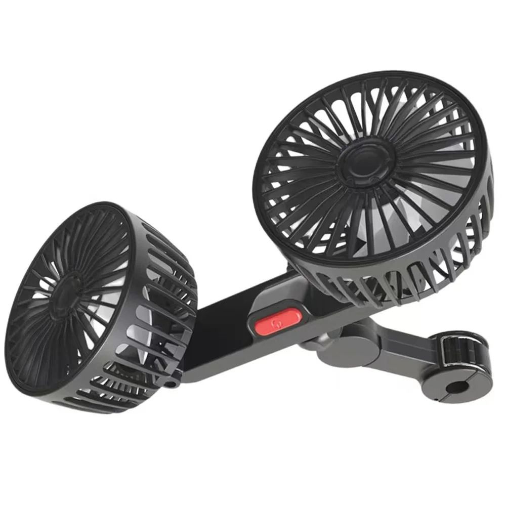 Car Seat Back Cooling Fan USB Charge Dual Head Fan 360 Degree Rotation Auto Headrest Ventilation Fan Car Interior Neck Cooler