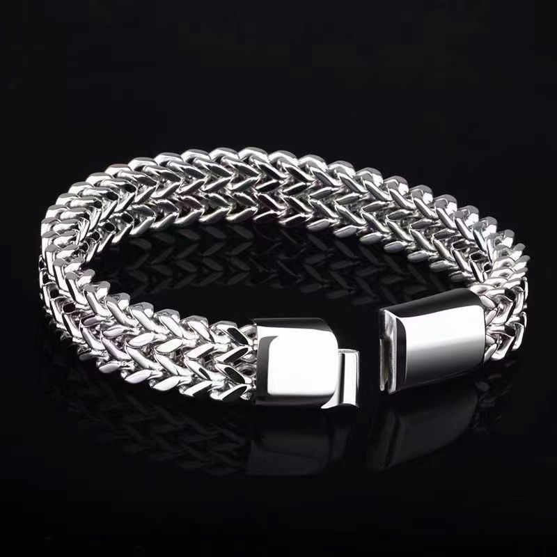 Stainless Steel Braided Double Row Front and Rear Fish Scale Alloy Magnetic Buckle Bracelet with Keel Jewelry New Model