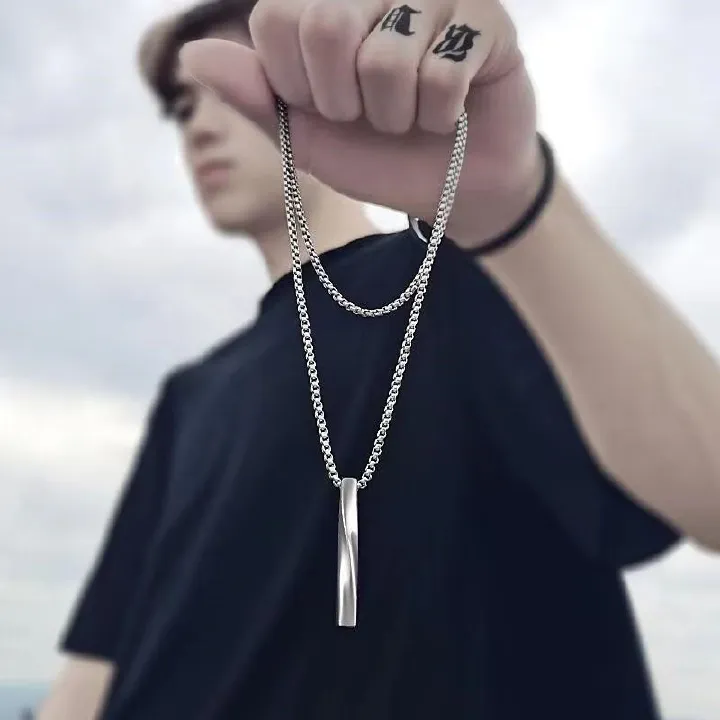 Internet celebrity spiral necklace men's trend in Internet celebrity spiral necklace men's trend ins extremely simple style, minimalist personality hip-hop men