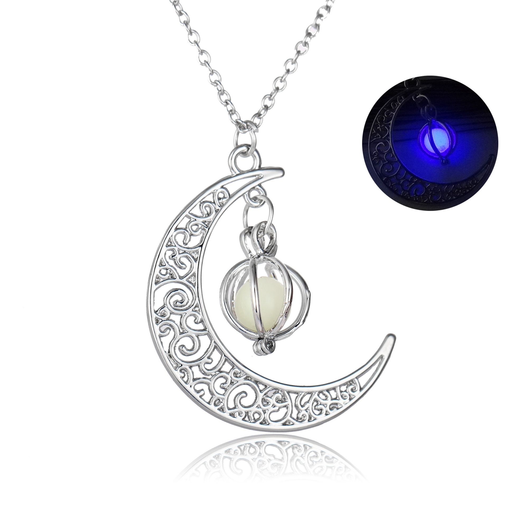 Hot selling luminous moon pumpkin creative necklace Halloween women's neck chain alloy collarbone