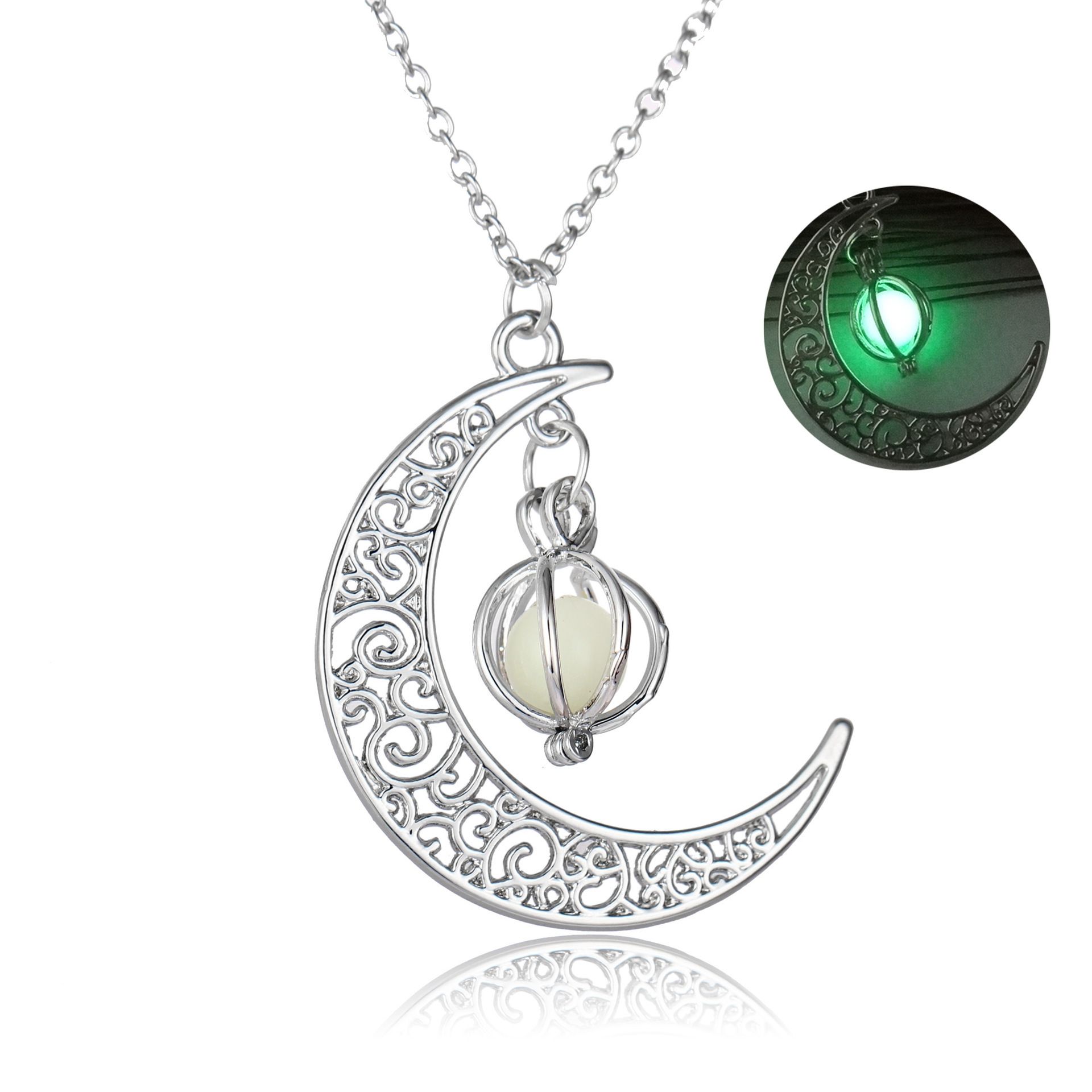 Hot selling luminous moon pumpkin creative necklace Halloween women's neck chain alloy collarbone