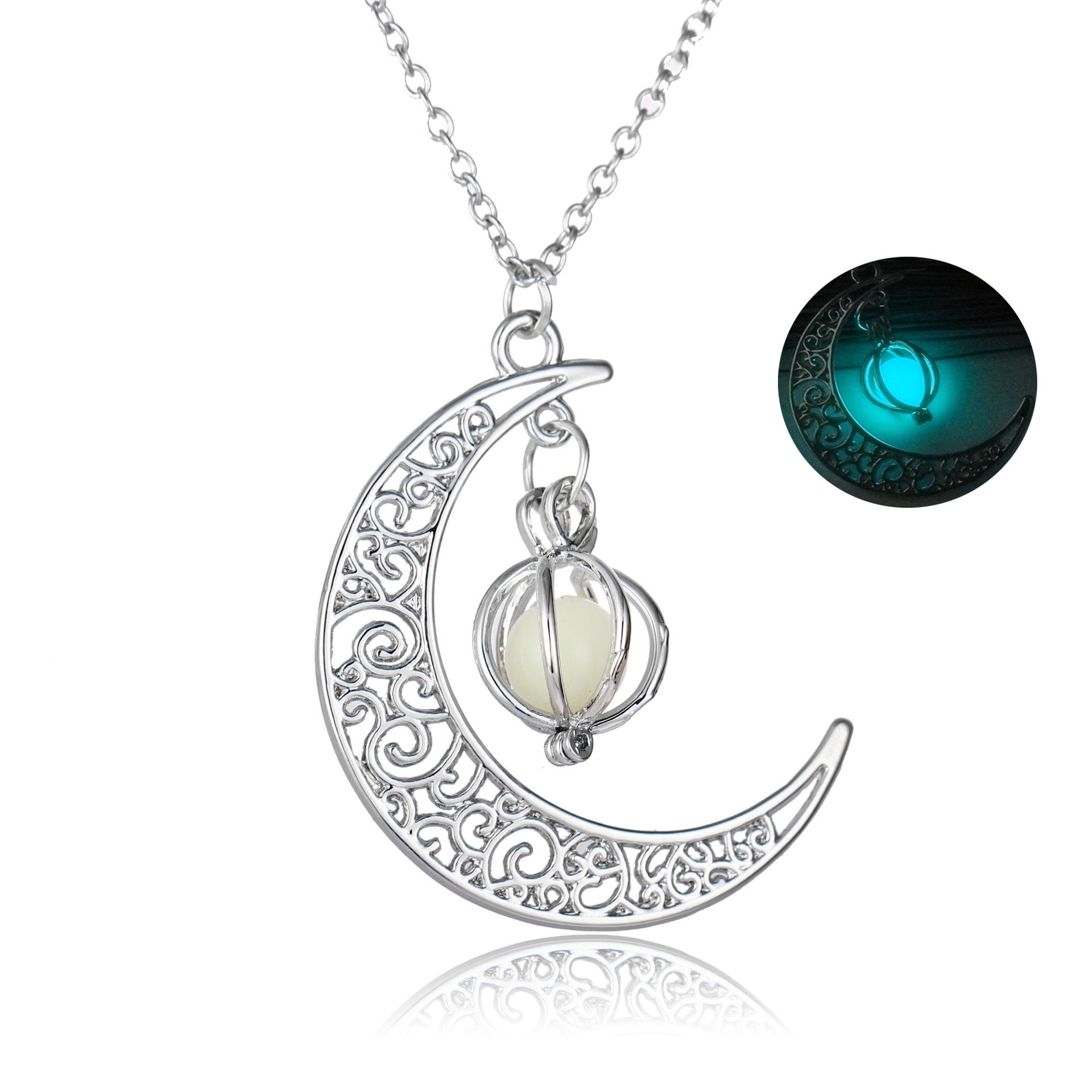 Hot selling luminous moon pumpkin creative necklace Halloween women's neck chain alloy collarbone