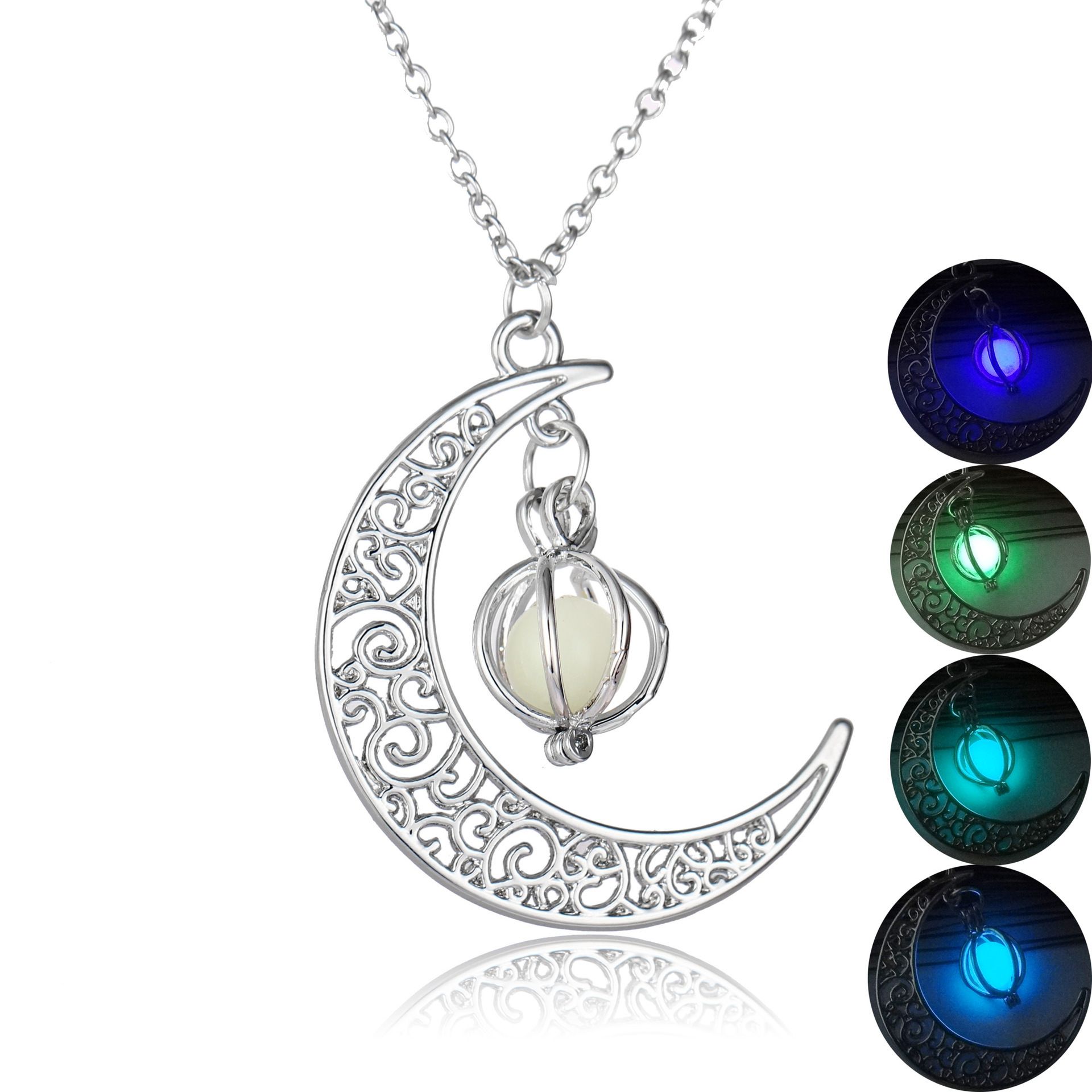 Hot selling luminous moon pumpkin creative necklace Halloween women's neck chain alloy collarbone