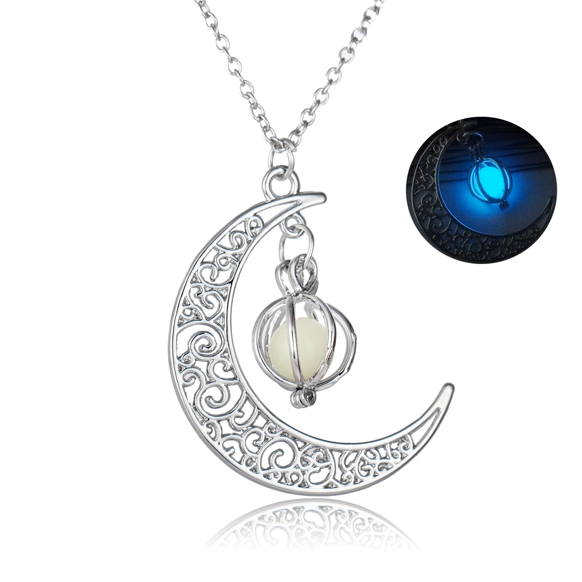 Hot selling luminous moon pumpkin creative necklace Halloween women's neck chain alloy collarbone