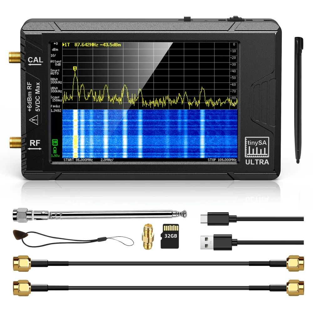 Original tinySA ULTRA Handheld Tiny Spectrum Analyzer 100KHZ-5.3GHZ 4inch Display RF Generator with Battery