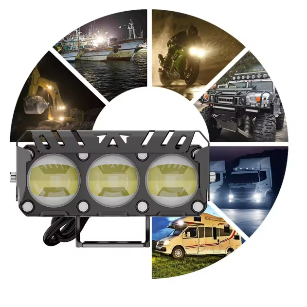 New motorcycle three eye LED spotlights, electric vehicle modified headlights, external spotlights