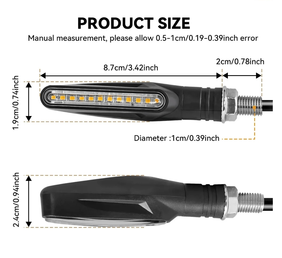 Motorcycle Led Turn Signals Directional Indicators Flashing Rear Tail Brake Flasher Light Stop Signal Light Motorcycle DRL Lamp