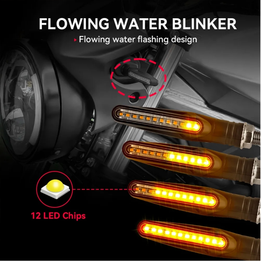 Motorcycle Led Turn Signals Directional Indicators Flashing Rear Tail Brake Flasher Light Stop Signal Light Motorcycle DRL Lamp