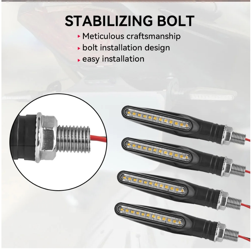 Motorcycle Led Turn Signals Directional Indicators Flashing Rear Tail Brake Flasher Light Stop Signal Light Motorcycle DRL Lamp