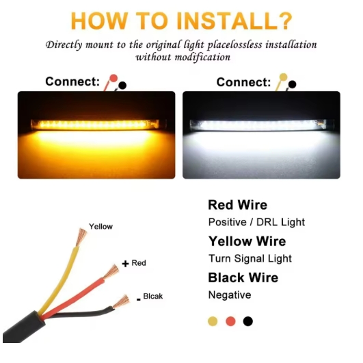 12V LED Ring Fork Strip Lamp Flashing Blinker Motorcycle Turn Signal Light & DRL Amber White Moto Flasher Auto Accessorie