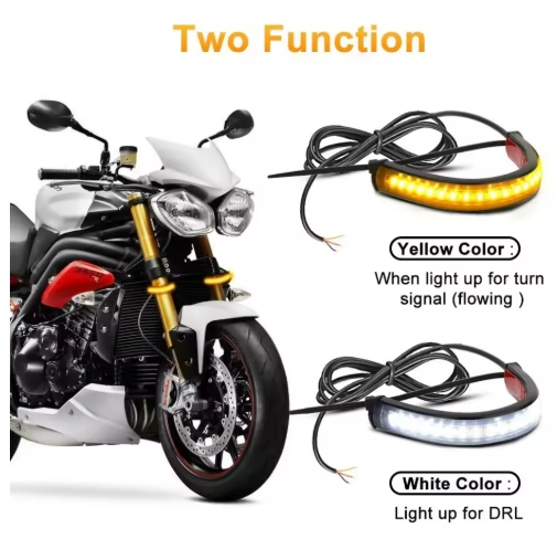 12V LED Ring Fork Strip Lamp Flashing Blinker Motorcycle Turn Signal Light & DRL Amber White Moto Flasher Auto Accessorie