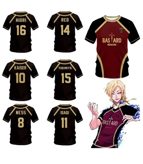 Jersey Futsal Pattern Vl Replika Blue Lock Anime Bastard Munich Summer Men'S And Women'S 3Dt Shirt Casual Sports T Shirt Top