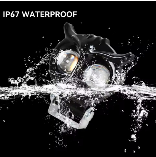 Owl car headlights, motorcycle headlights, yellow and white dual color LED spotlights, driving assistance fog lights, car UTV, t