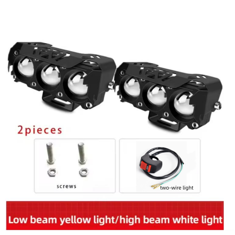 New motorcycle three eye LED spotlights, electric vehicle modified headlights, external spotlights