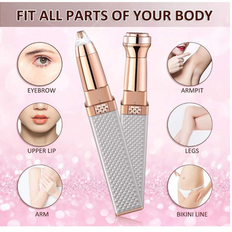 2 in 1 Multifunctional Lipstick Shaver with LED Light Armpit Hair Leg Hair Shaver Electric Eyebrow Shaver Women's Hair Remover