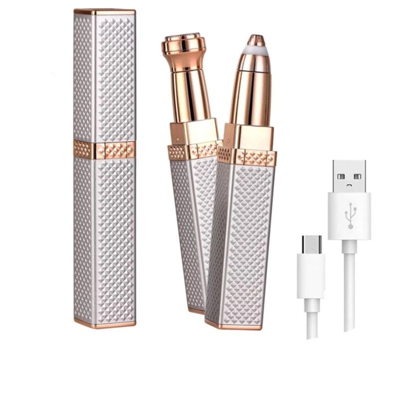 2 in 1 Multifunctional Lipstick Shaver with LED Light Armpit Hair Leg Hair Shaver Electric Eyebrow Shaver Women's Hair Remover