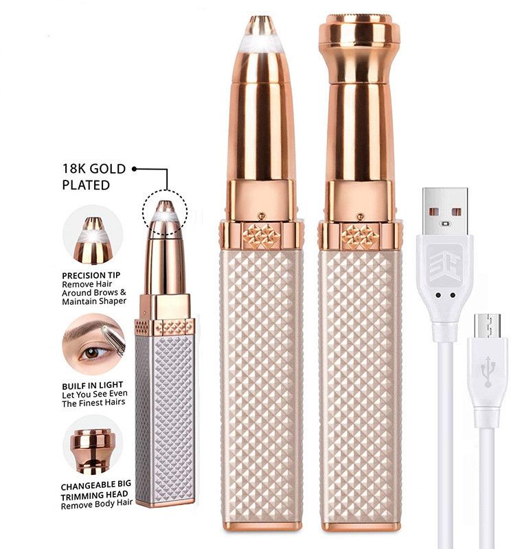 2 in 1 Multifunctional Lipstick Shaver with LED Light Armpit Hair Leg Hair Shaver Electric Eyebrow Shaver Women's Hair Remover