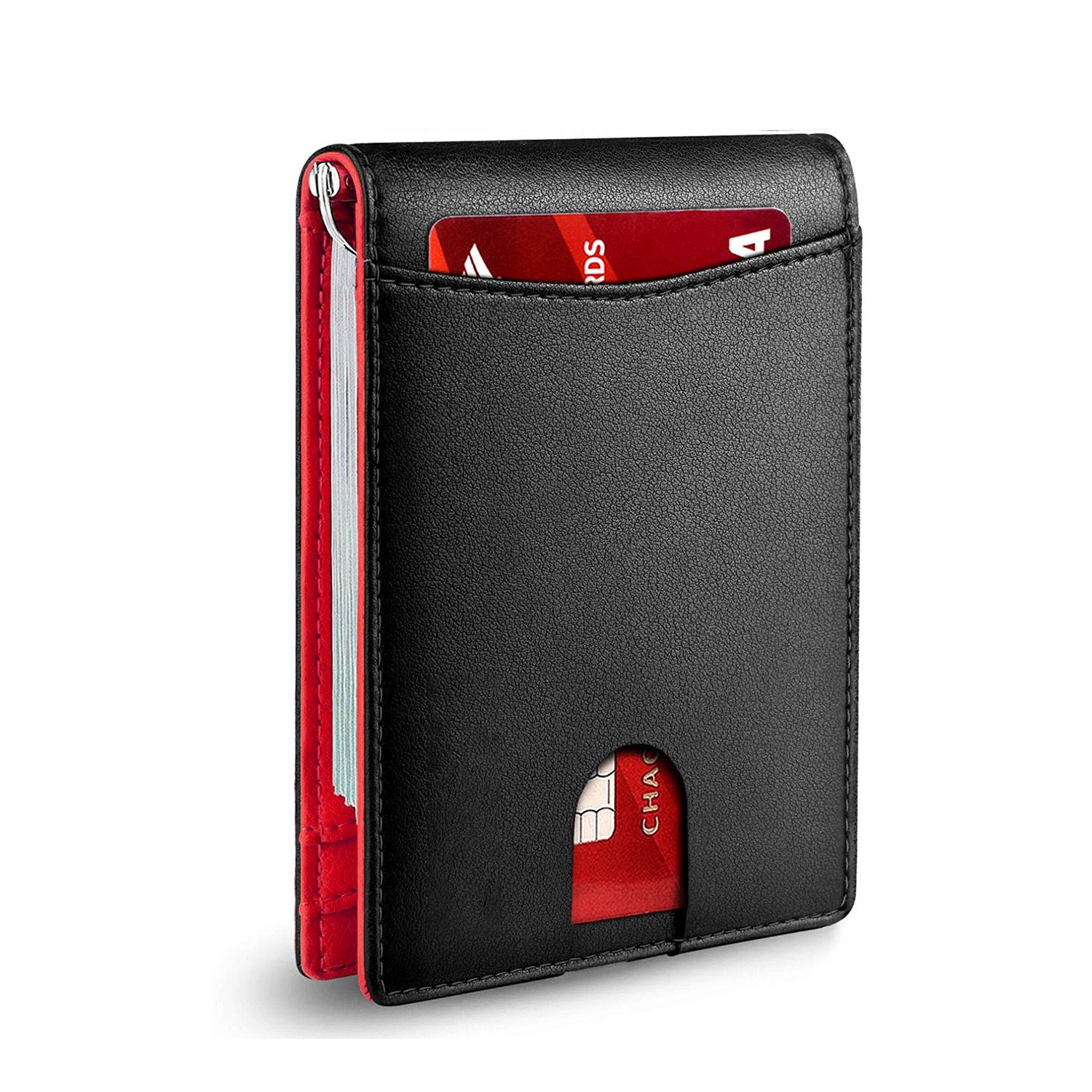 Slim Wallets for Men - Leather Money Clip Mens Wallet - RFID Blocking Front Pocket Bifold Wallet - Minimalist Credit Card Holder