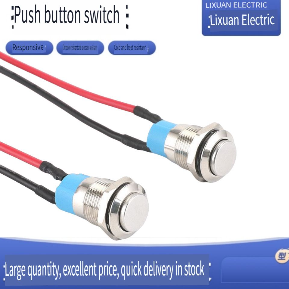1NC+1NO High head Waterproof Metal Push Button Switch LED Light Self-locking/reset 3~220V 12mm Oxidized black