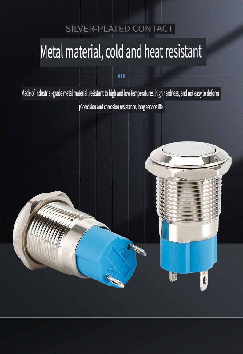 1NC+1NO High head Waterproof Metal Push Button Switch LED Light Self-locking/reset 3~220V 12mm Oxidized black