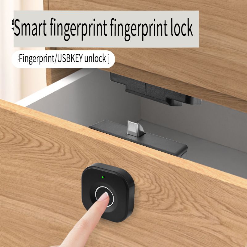 Biometric Fingerprint Lock Black Keyless Cabinet Lock Smart Drawer Locks Anti-theft Door Lock Long Standby Time Door Hardwar
