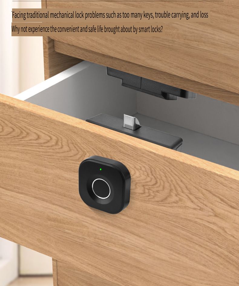 Biometric Fingerprint Lock Black Keyless Cabinet Lock Smart Drawer Locks Anti-theft Door Lock Long Standby Time Door Hardwar