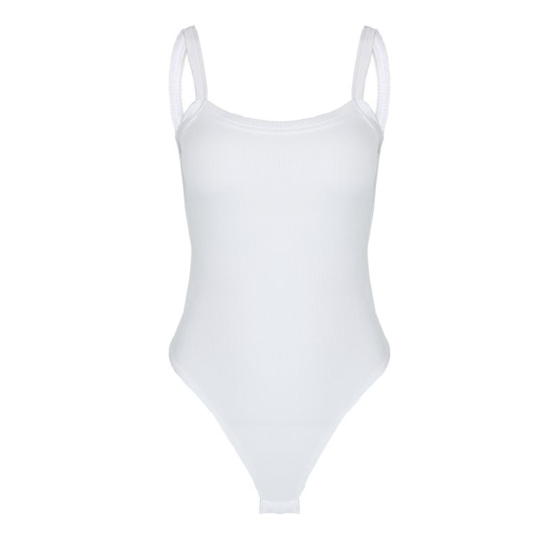 Strap Solid Bodycon Sexy Body Casual Basic White Summer Bodysuit Women Tops Sleeveless Sheer Bodysuits Jumpsuit Slim