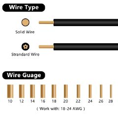 10PCS Wire Connectors Low Voltage Wire Connectors Solid Connection,T Tap Wire Connectors, T Type 2 Pins Wire Splice Connectors