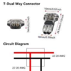 10PCS Wire Connectors Low Voltage Wire Connectors Solid Connection,T Tap Wire Connectors, T Type 2 Pins Wire Splice Connectors