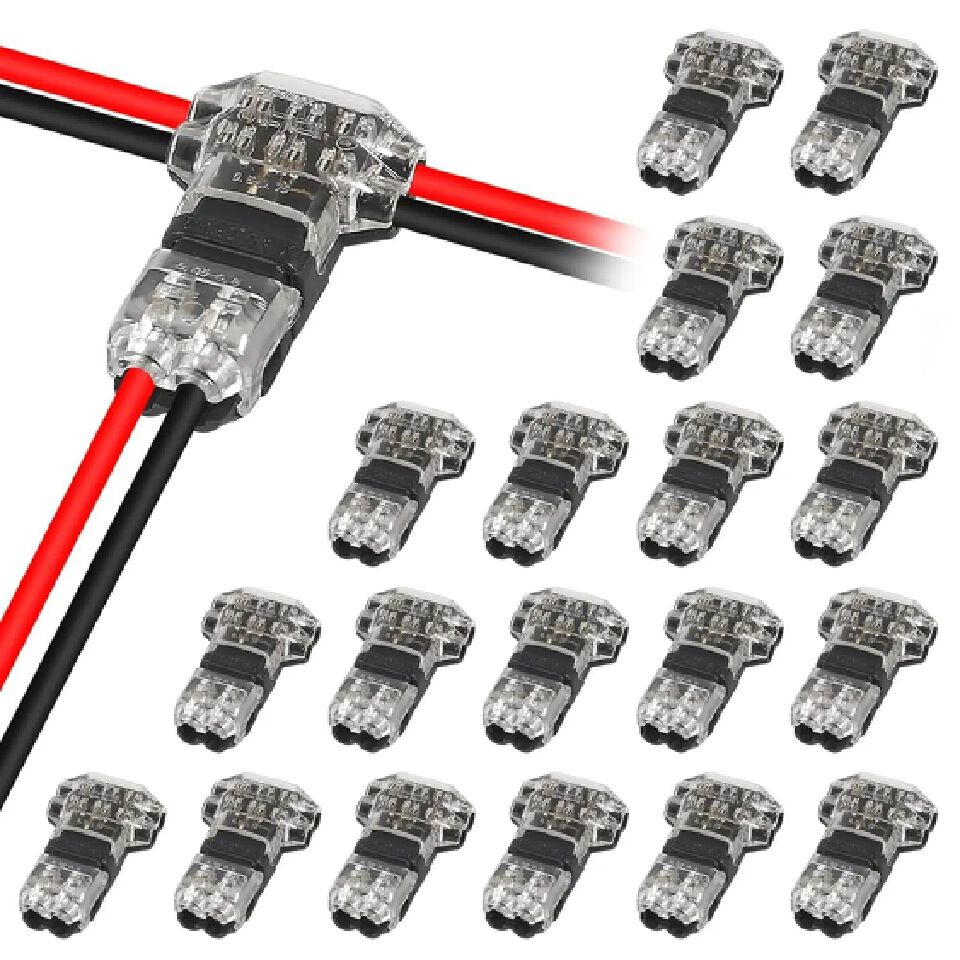 10PCS Wire Connectors Low Voltage Wire Connectors Solid Connection,T Tap Wire Connectors, T Type 2 Pins Wire Splice Connectors