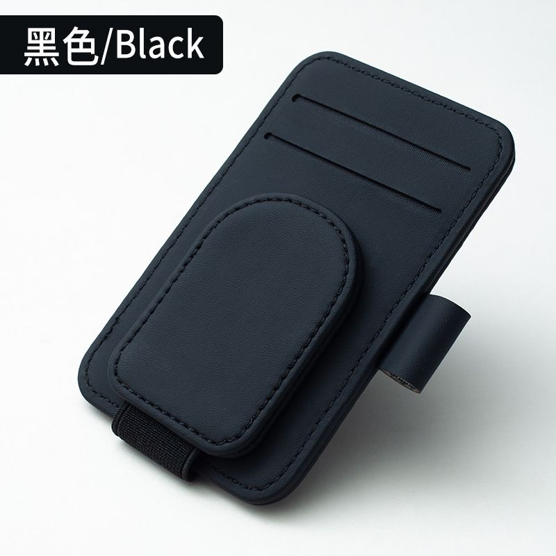 Car Sunglasses Holder Sun Visor Glasses Clip Multifunction Leather Eyeglasses Hanger Portable Ticket Card Clip Car Accessories