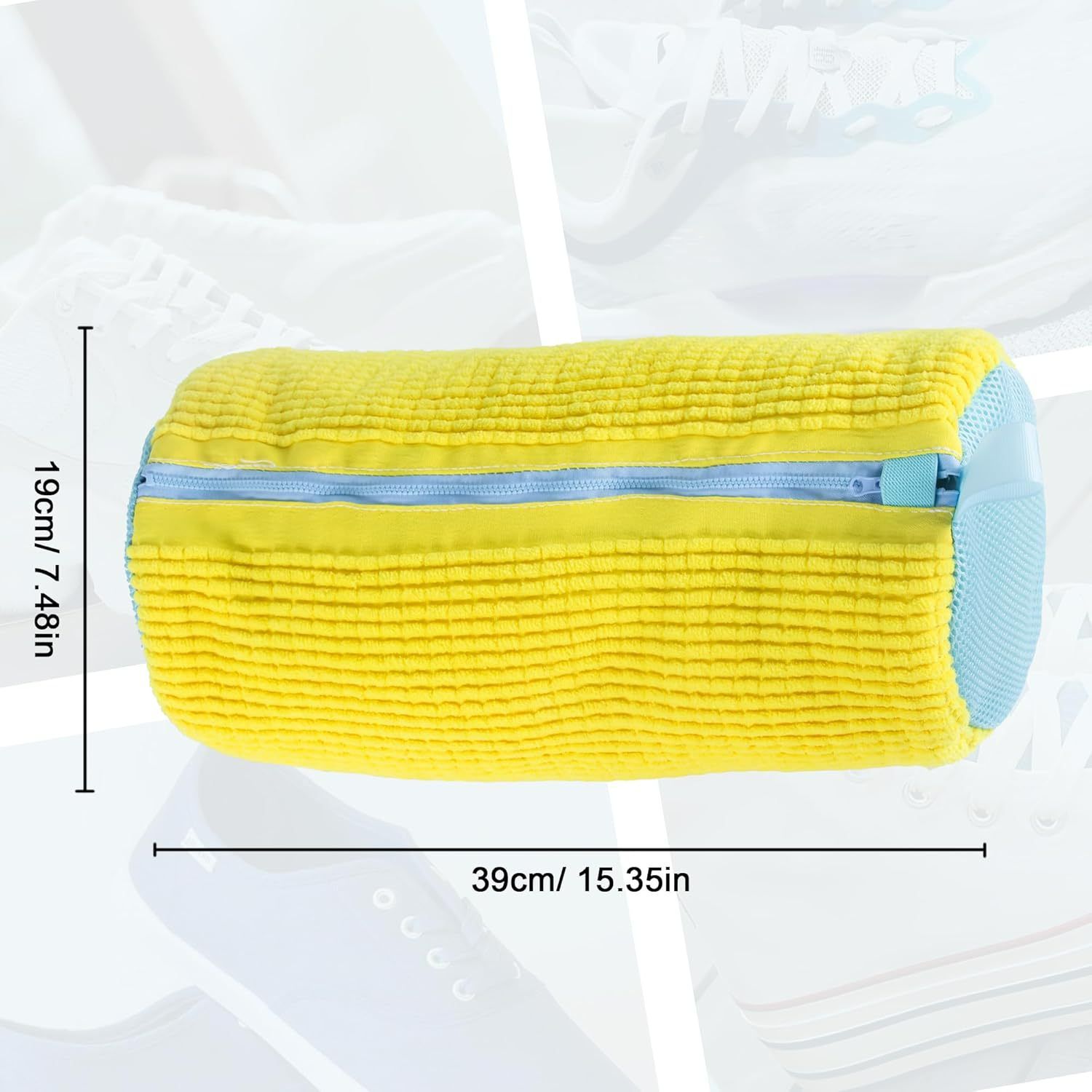 Durable Shoe Washing Machine Bag for All Shoe Types-Yellow with Blue Zipper,Ideal for Sneakers and Casual Shoes,Laundry Wash Bag