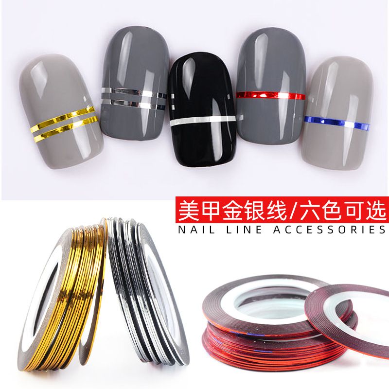 6 Rolls Nail Art Striping Tapes, Nail Liner Stickers, Nail Decals, 1mm Adhesive Stickers for Nail Tips Styling
