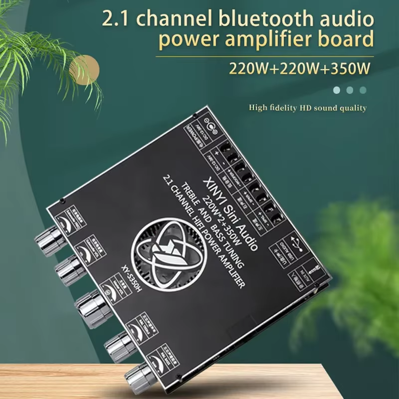 2*220W+350W Bluetooth TPA3251 Power Amplifier Board USB Sound Card Subwoofer Theater Audio Stereo Equalizer Amp 2.1 Ch Class