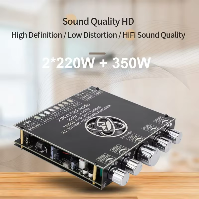 2*220W+350W Bluetooth TPA3251 Power Amplifier Board USB Sound Card Subwoofer Theater Audio Stereo Equalizer Amp 2.1 Ch Class
