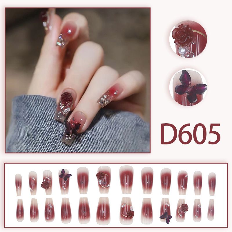 3*24pcs/set short square fake nails for women cute bride heart white french tips faux ongles y2k press on false nail supplies