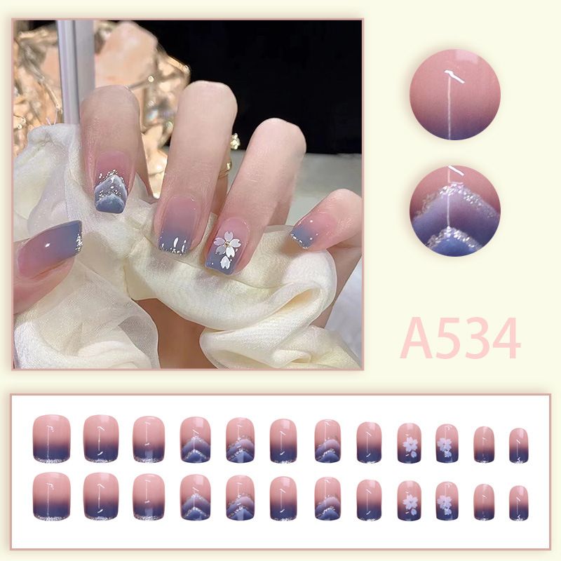 3*24pcs/set short square fake nails for women cute bride heart white french tips faux ongles y2k press on false nail supplies