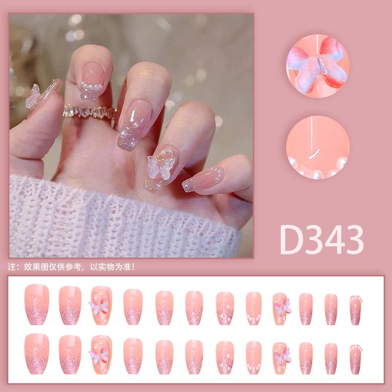 3*24pcs/set short square fake nails for women cute bride heart white french tips faux ongles y2k press on false nail supplies