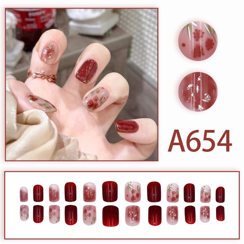3*24pcs/set short square fake nails for women cute bride heart white french tips faux ongles y2k press on false nail supplies