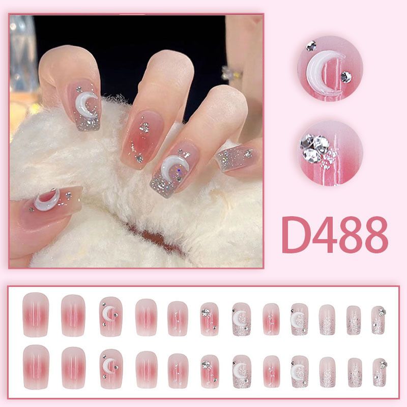 3*24pcs/set short square fake nails for women cute bride heart white french tips faux ongles y2k press on false nail supplies