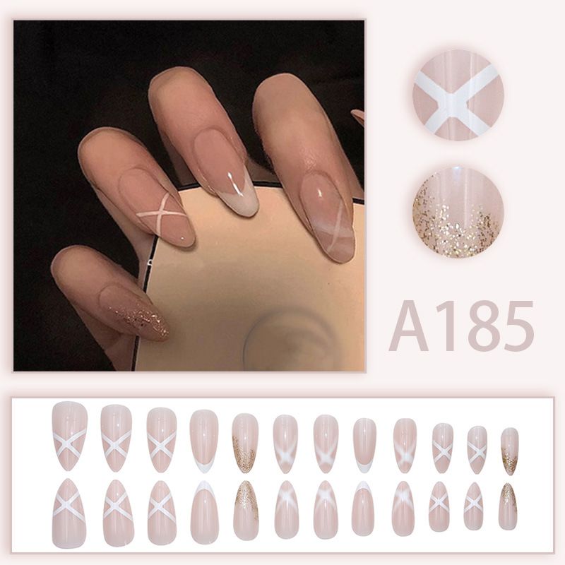 3*24pcs/set short square fake nails for women cute bride heart white french tips faux ongles y2k press on false nail supplies