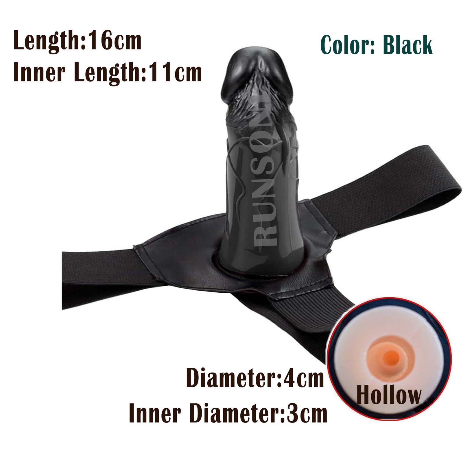 2 Sizes Strap on Realistic Hollow Dildo Large Basic Options Adjustable Chastity Belt Harness BDSM Bondage Sleeve Vagina Anal Plug Adult Play Sex Fetish Toys for Lesbian Couple Women Men
