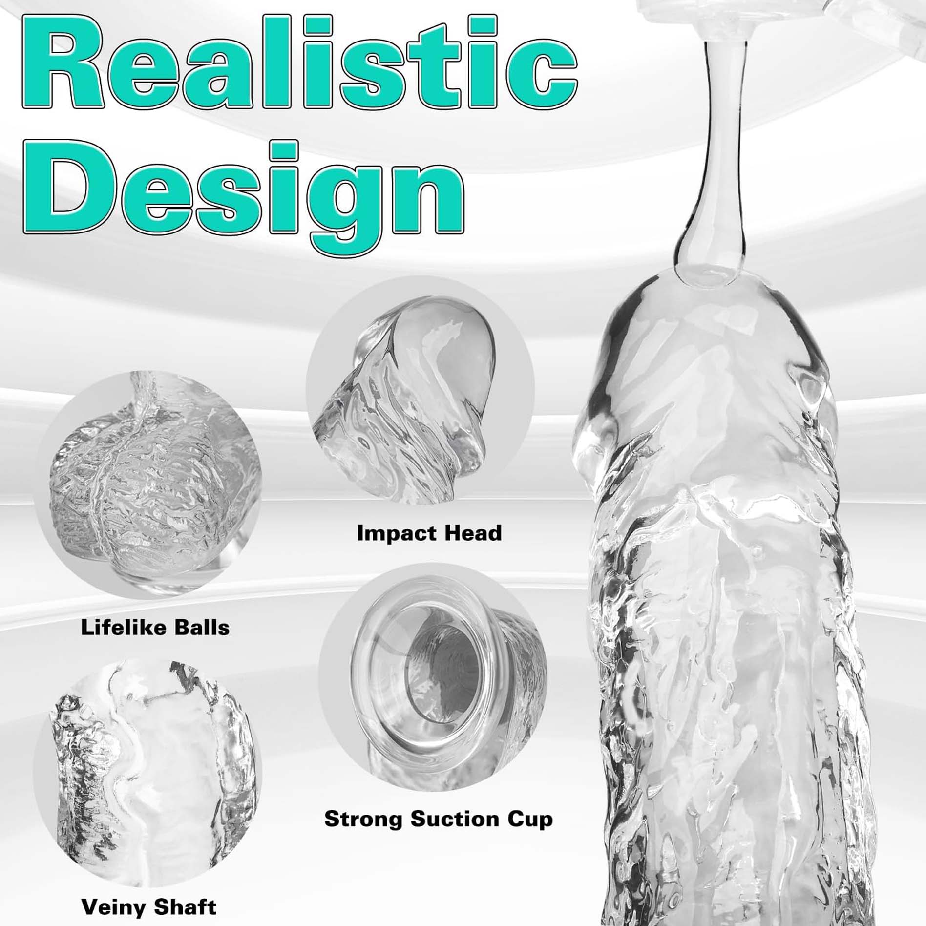 5 Colors Dildo Options Realistic Silicone Dildos Colorful Monster Cock with Balls Suction Cup G-Spot Anal Lifelike Curved Adult Sex Toy for Women Perfect Love Gift for Couples Girlfriend Wife
