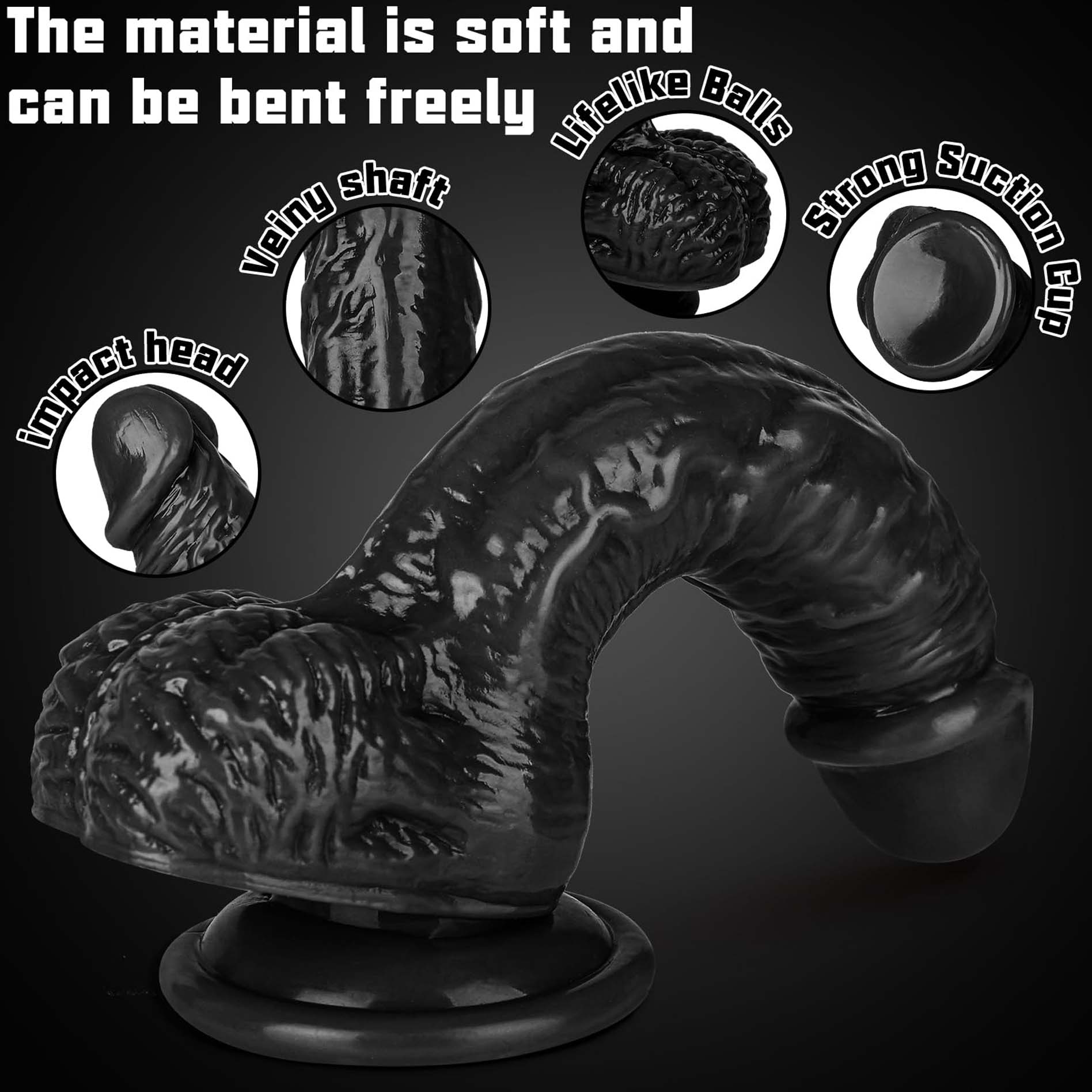 5 Colors Dildo Options Realistic Silicone Dildos Colorful Monster Cock with Balls Suction Cup G-Spot Anal Lifelike Curved Adult Sex Toy for Women Perfect Love Gift for Couples Girlfriend Wife