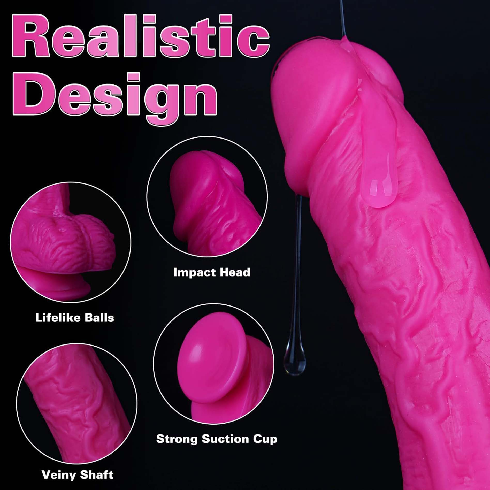 5 Colors Dildo Options Realistic Silicone Dildos Colorful Monster Cock with Balls Suction Cup G-Spot Anal Lifelike Curved Adult Sex Toy for Women Perfect Love Gift for Couples Girlfriend Wife