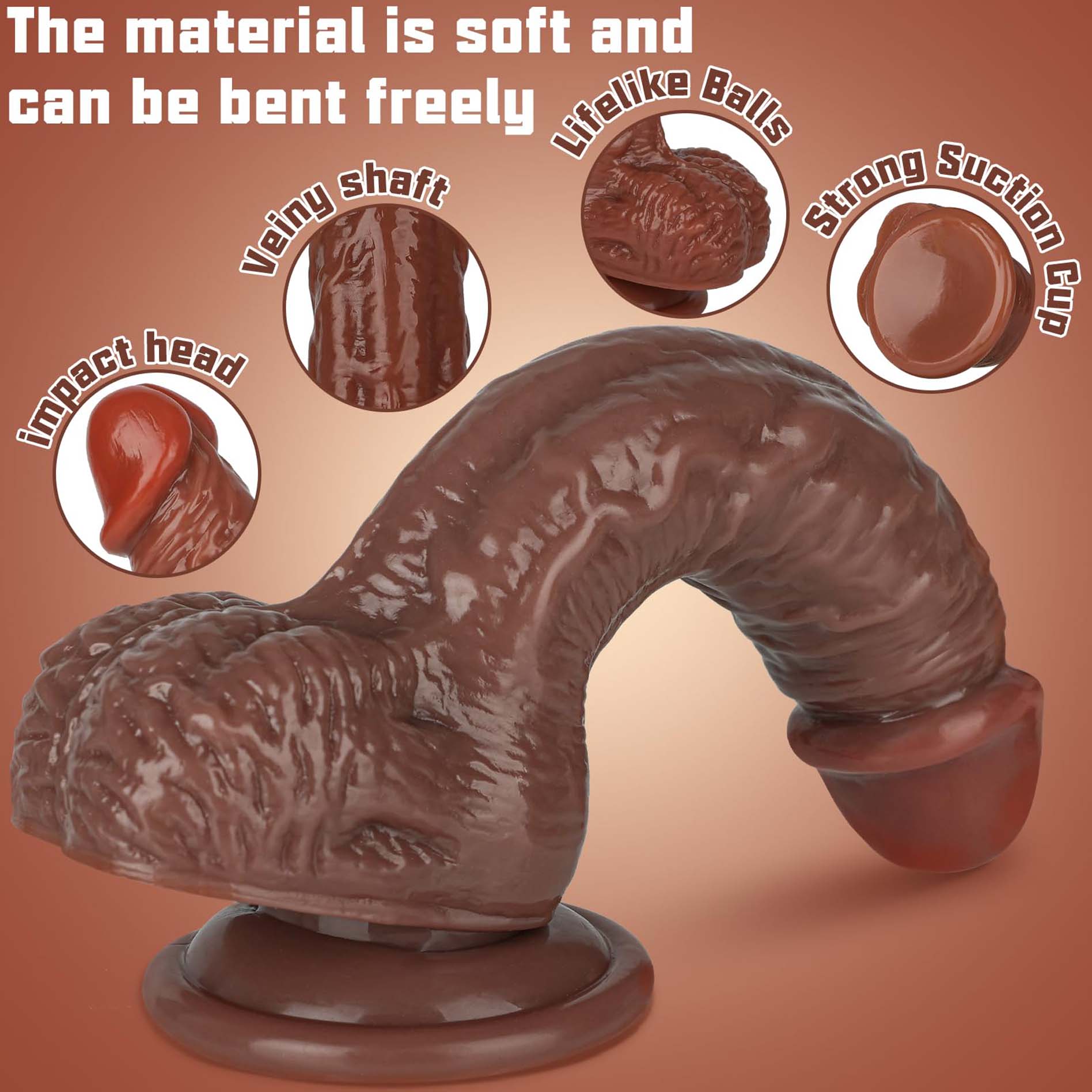 5 Colors Dildo Options Realistic Silicone Dildos Colorful Monster Cock with Balls Suction Cup G-Spot Anal Lifelike Curved Adult Sex Toy for Women Perfect Love Gift for Couples Girlfriend Wife